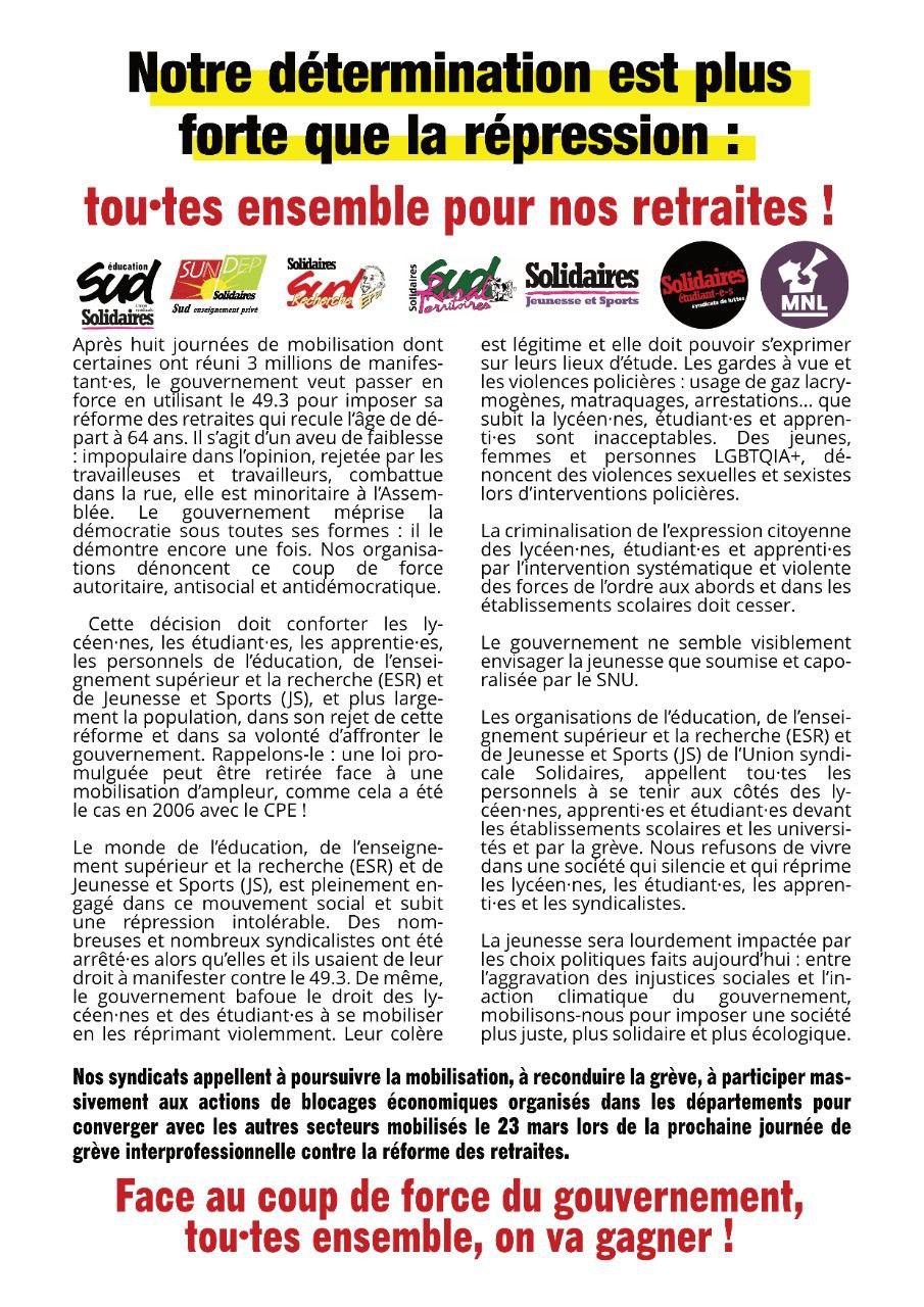 Formation syndicale AED "connaître ses droits"
